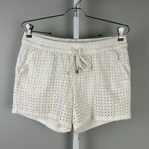 DEPT 222‎ Shorts Womens Medium White Eyelet Pull-On Elastic Waist